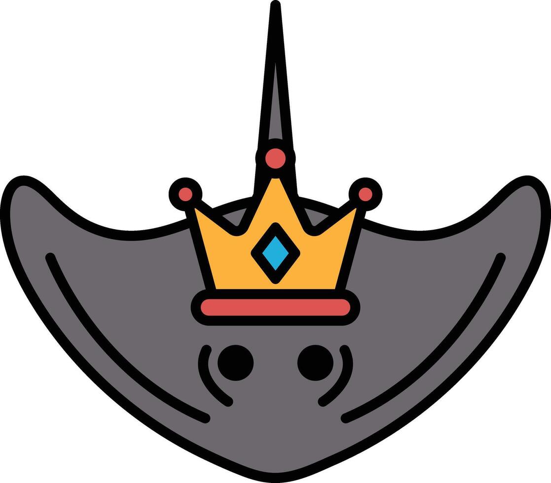 A cartoonish image of a stingray with a crown on its head vector