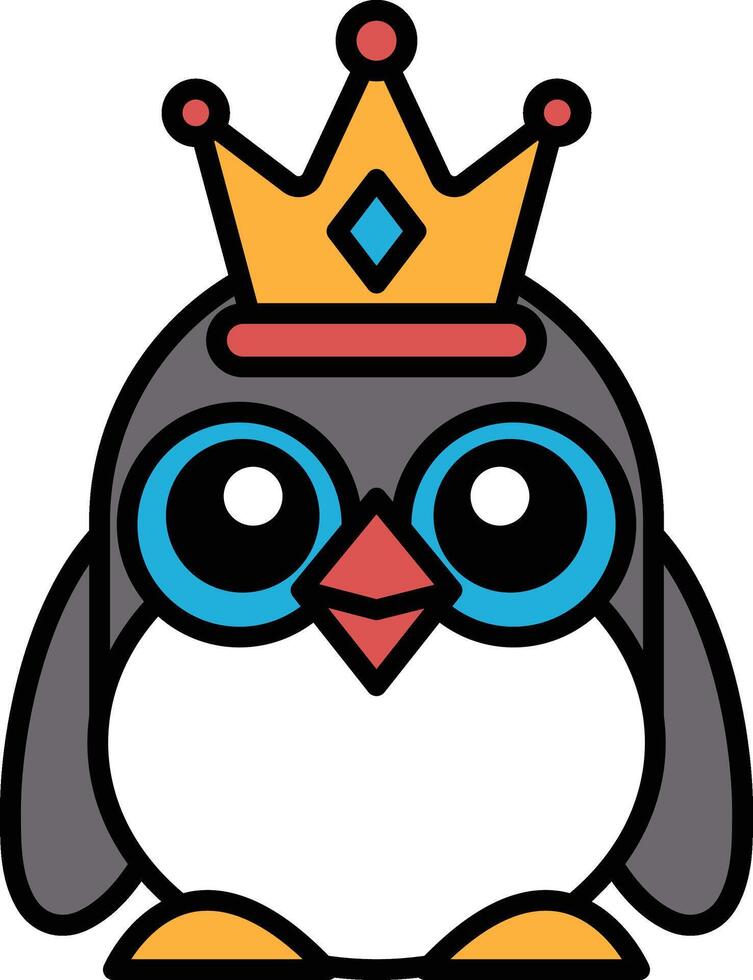 A cartoon penguin wearing a crown vector