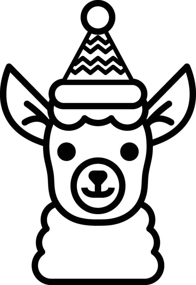 A cartoon of a llama wearing a Santa hat vector