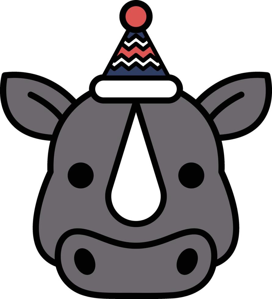 A rhino with a hat on its head vector