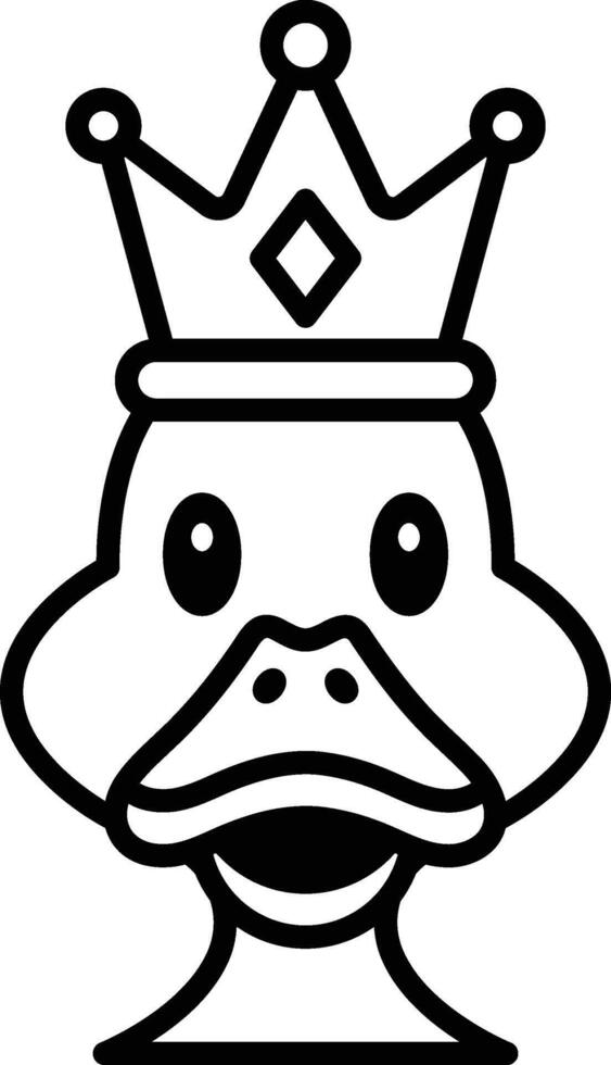A cartoon duck wearing a crown and looking up vector