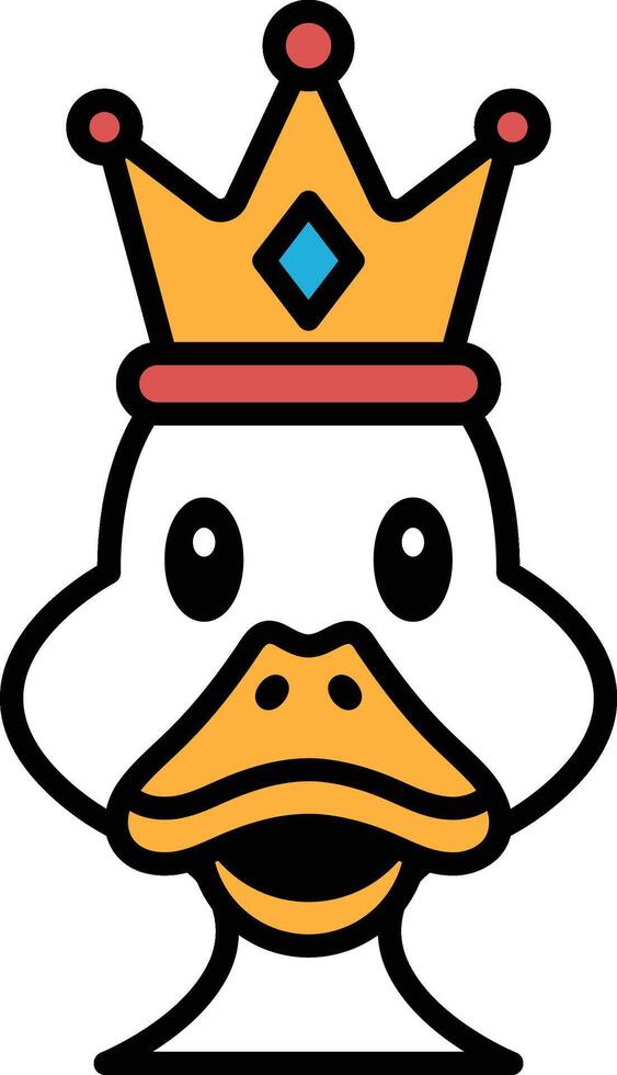 A cartoon duck wearing a crown and looking up vector