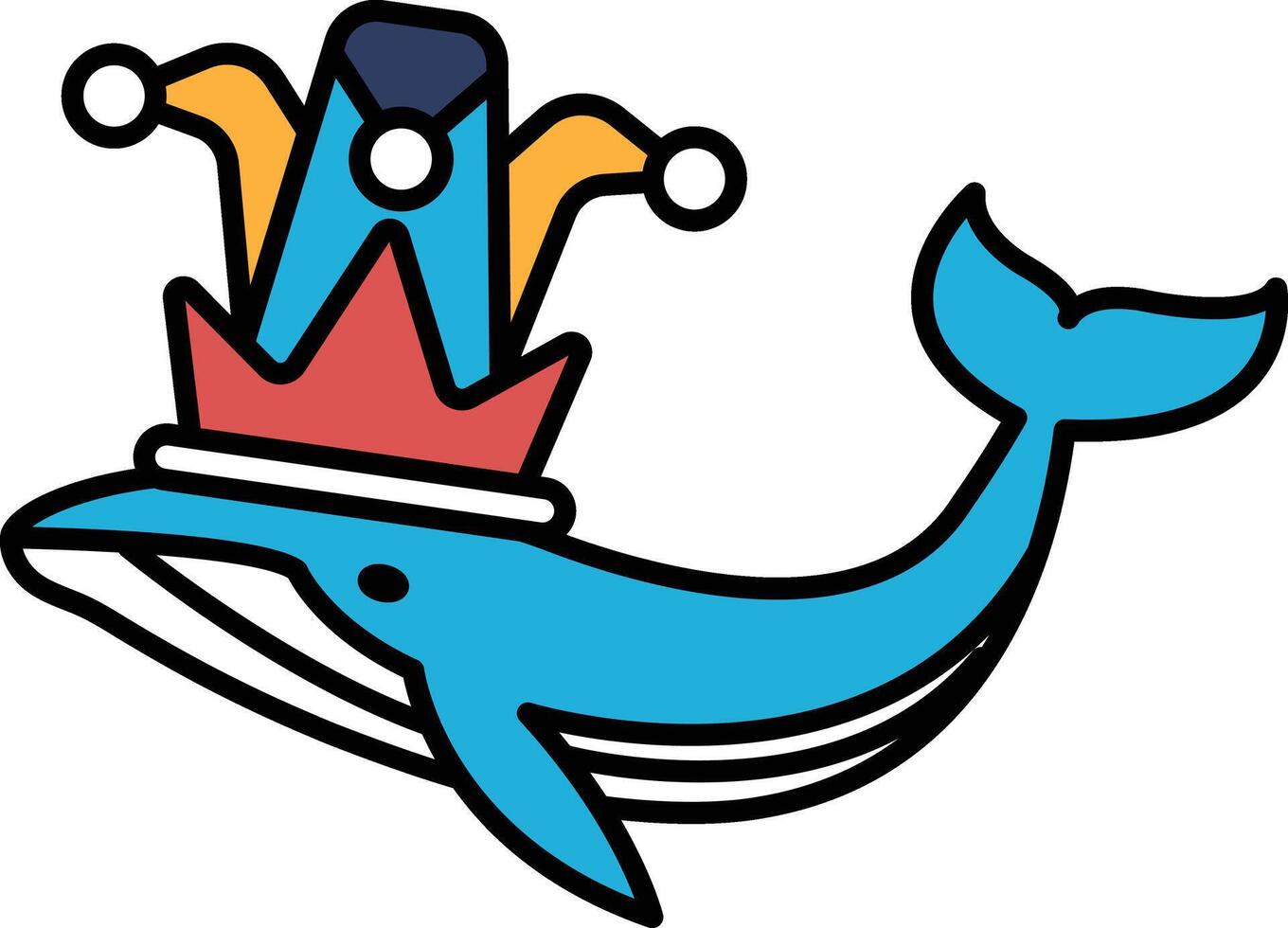 A cartoon whale wearing a crown vector