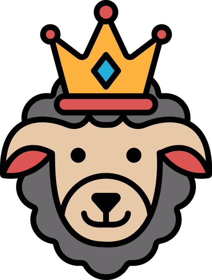 A cartoon sheep with a crown on its head vector