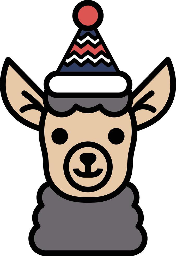 A cartoon of a llama wearing a hat and smiling vector
