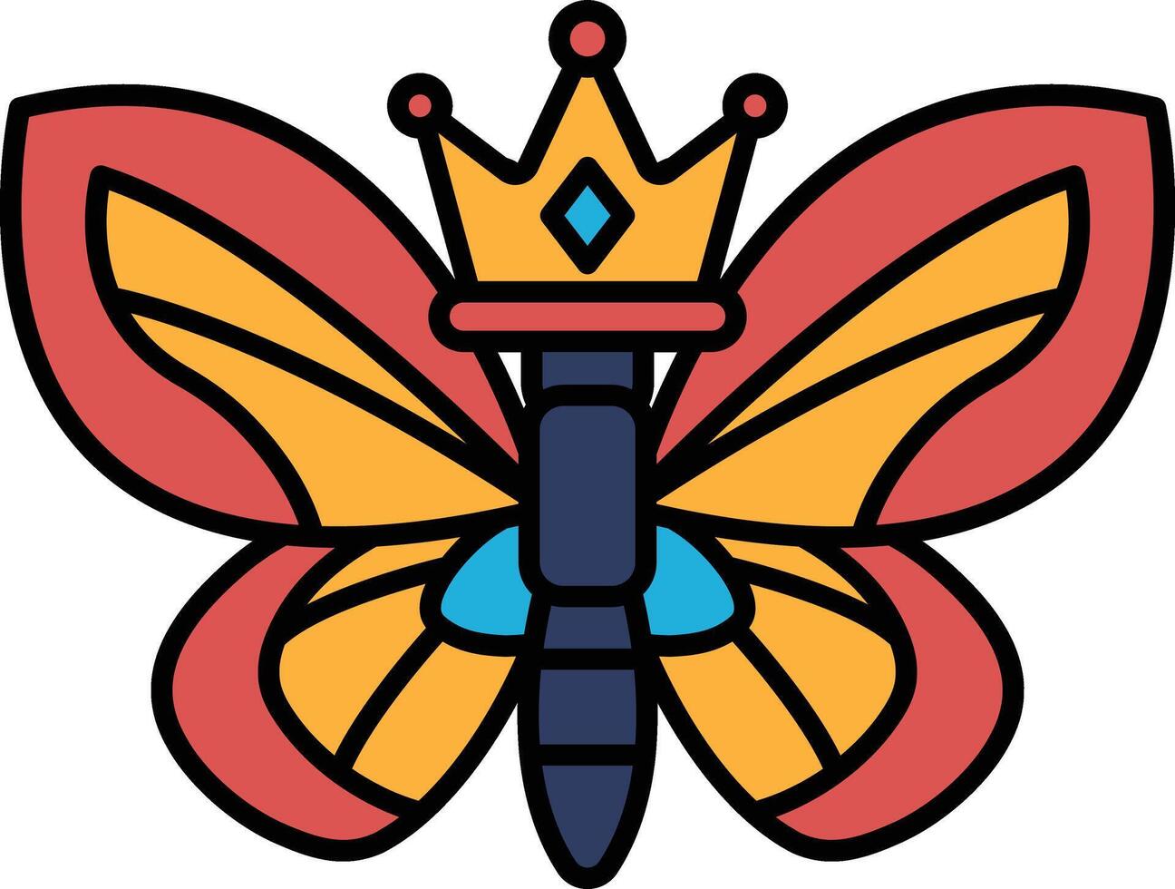 A butterfly with a crown on its head vector