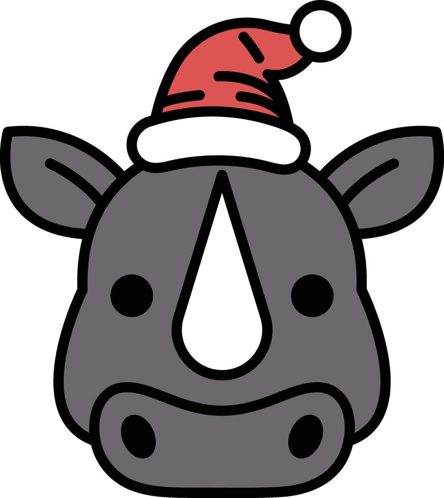 A rhino with a red hat on its head vector
