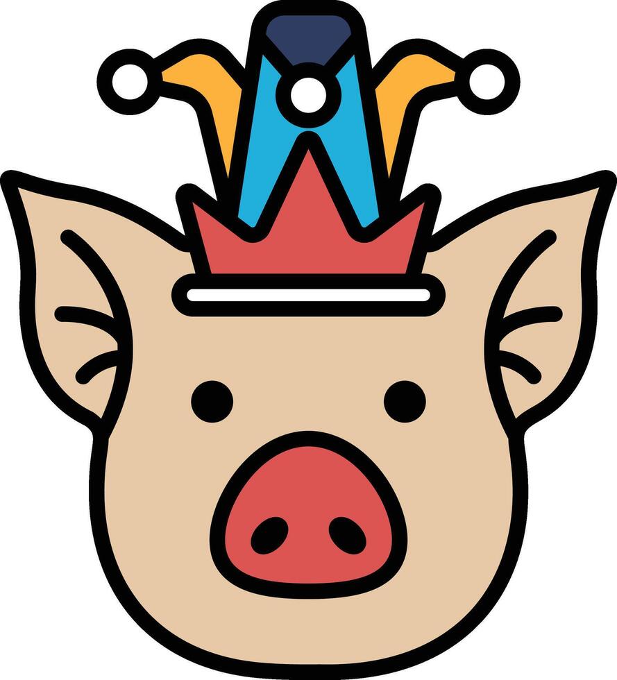 A pig wearing a crown and hat vector