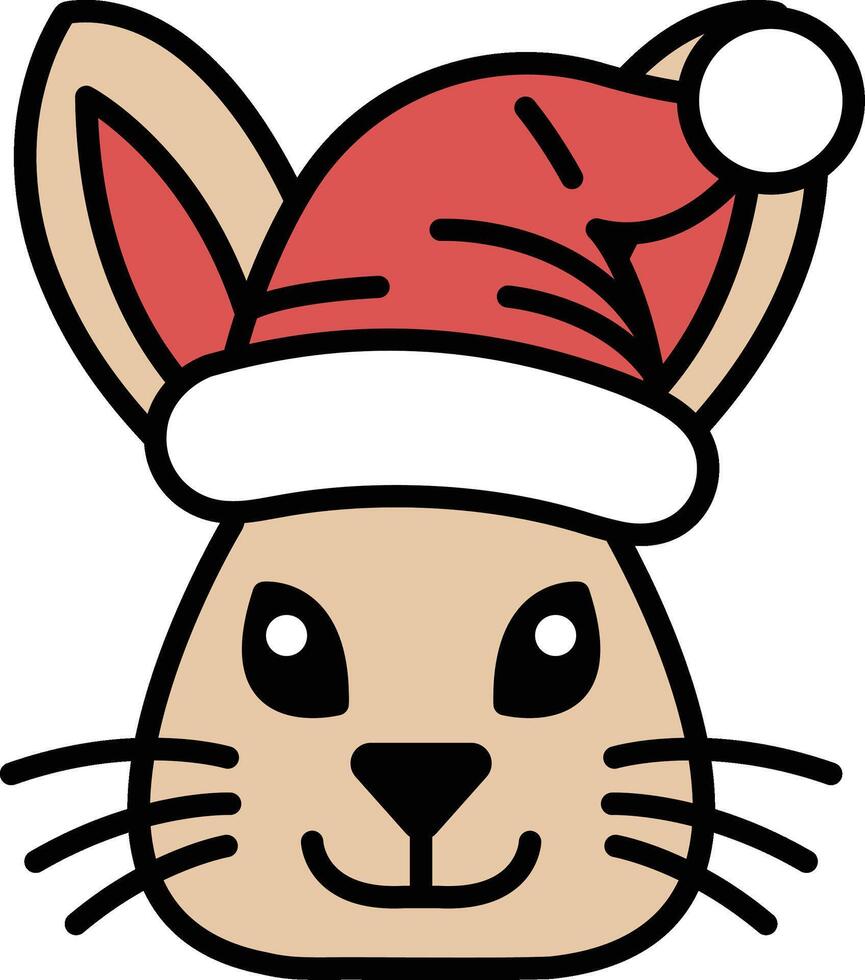 A rabbit wearing a red hat and a red santa hat vector