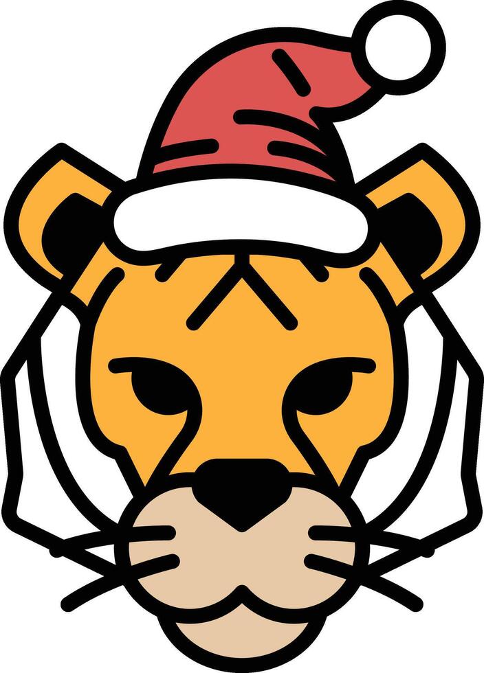 A tiger with a red hat on its head vector