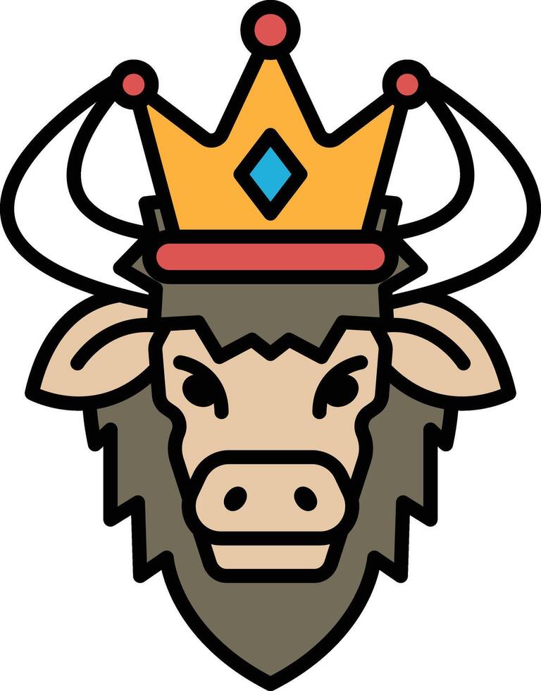 A cartoon cow with a crown on its head vector