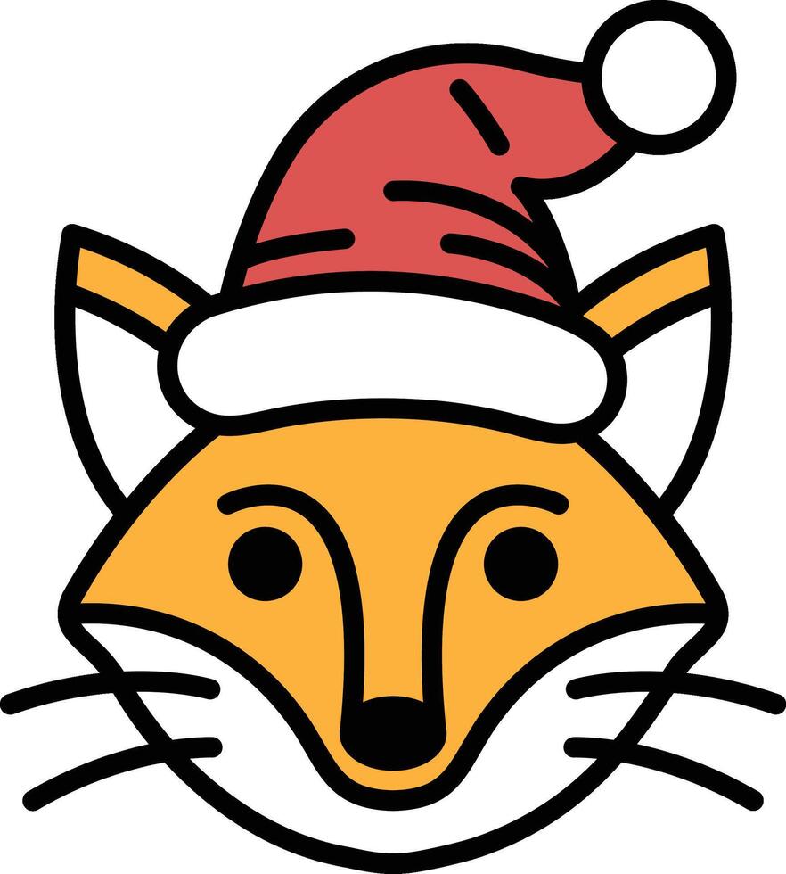 A cartoon fox with a red hat and a red bow on top of it vector
