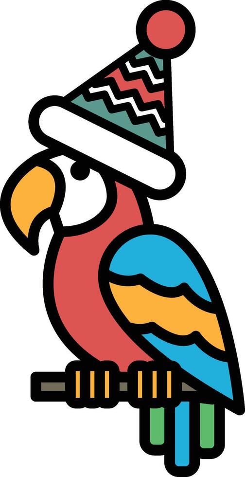 A colorful parrot wearing a hat and sitting on a branch vector