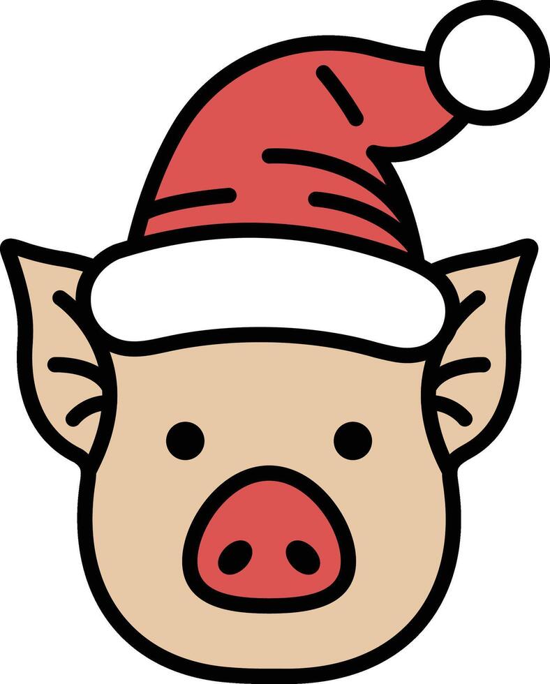 A pig wearing a red hat and a red santa hat vector