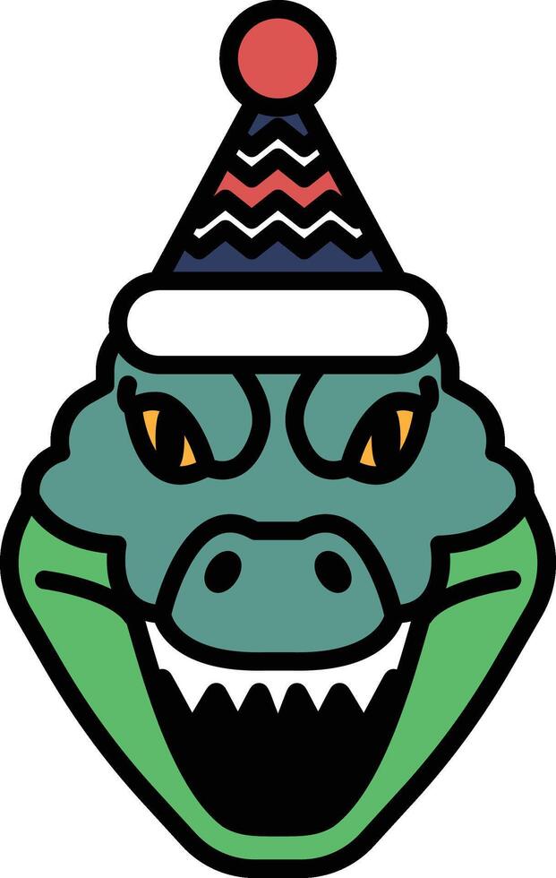A cartoon crocodile with a hat on its head vector