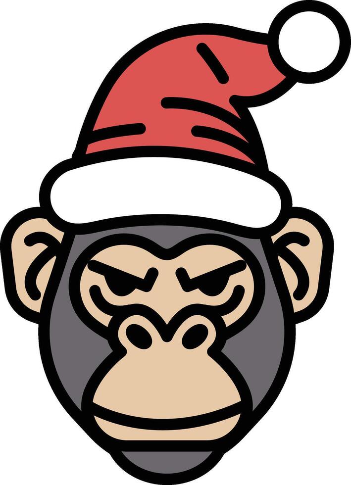 A cartoon of a gorilla wearing a red hat and a red santa hat vector