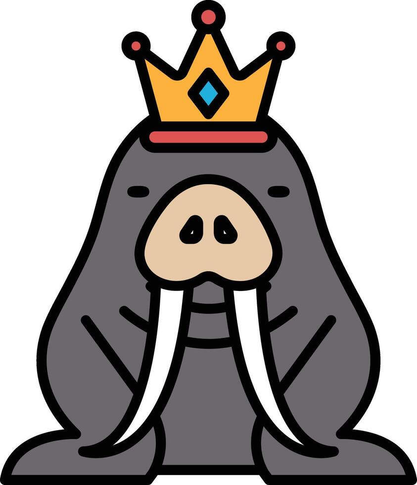 A cartoon of a walrus with a crown on his head vector