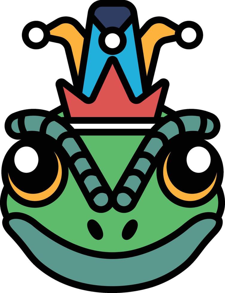 Illustration of a lizard wearing a crown in line art style vector