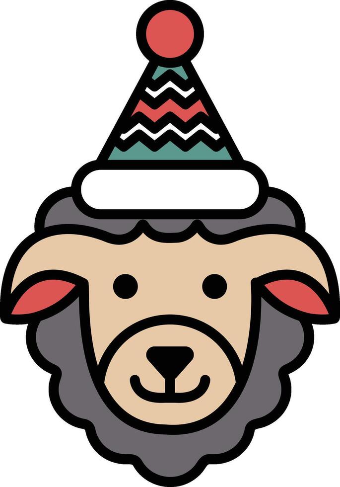 A cartoon sheep with a hat on its head vector