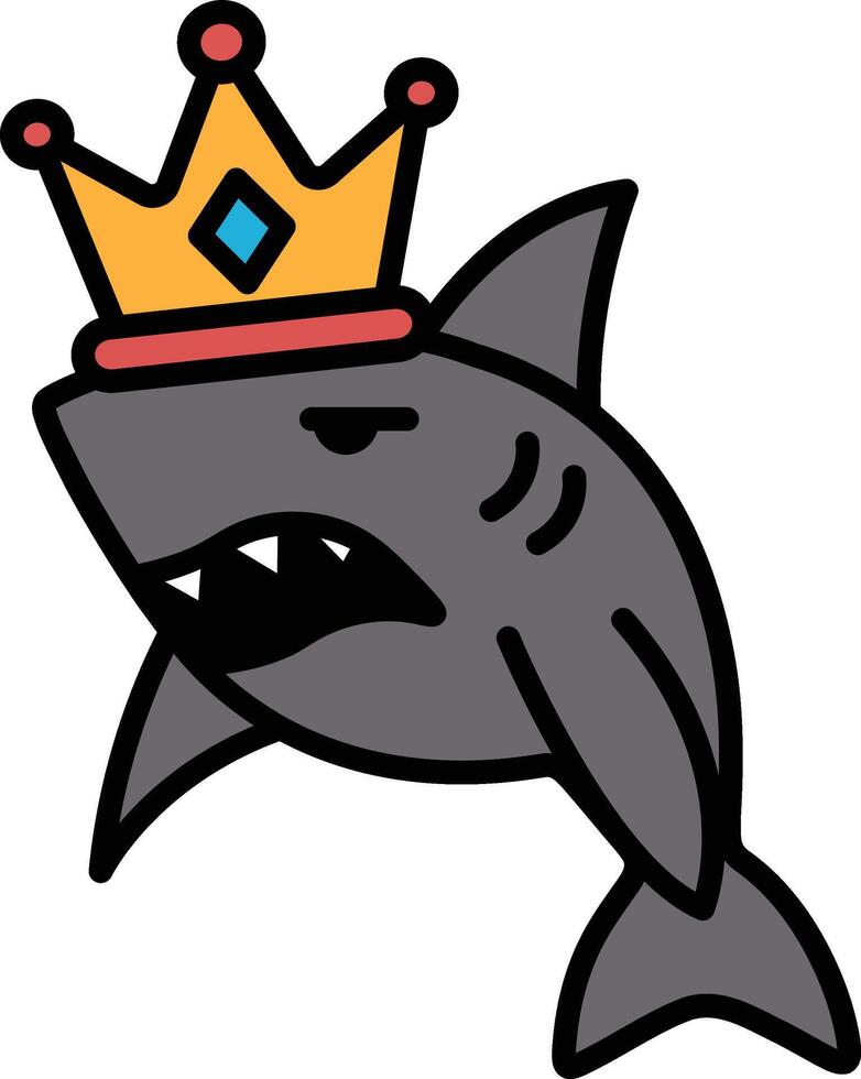 A cartoon shark with a crown on its head vector