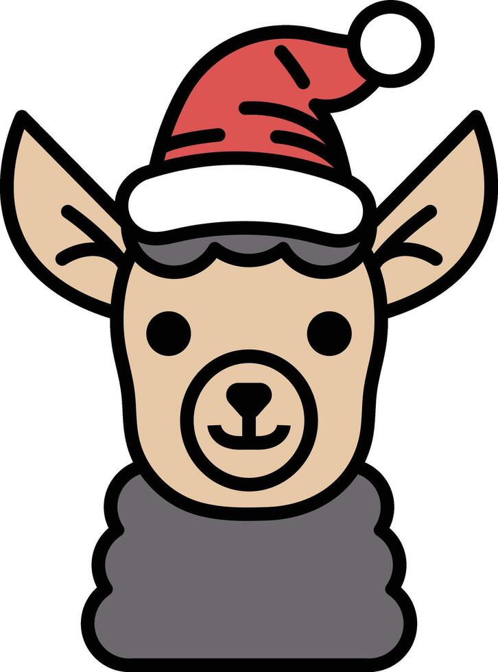 A cartoon of a llama wearing a Santa hat vector