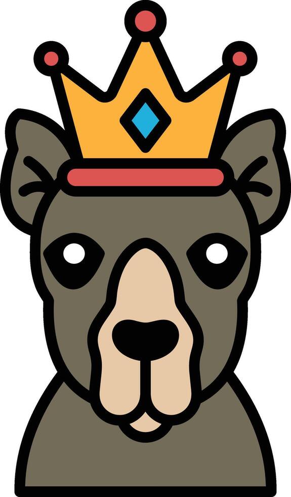 Illustration of a camel wearing a crown in line art style vector