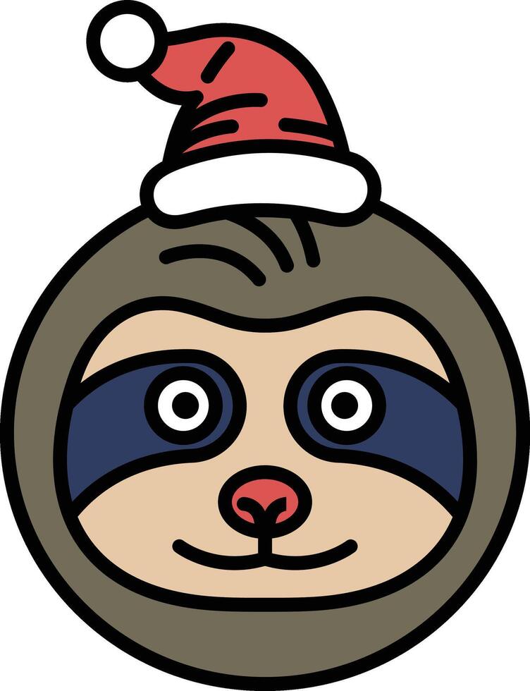 A cartoon of a sloth wearing a Santa hat vector