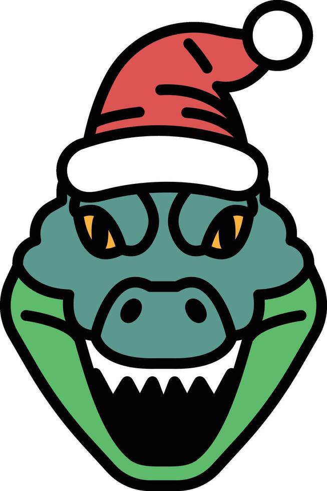 A cartoon of a crocodile with a red hat on its head vector