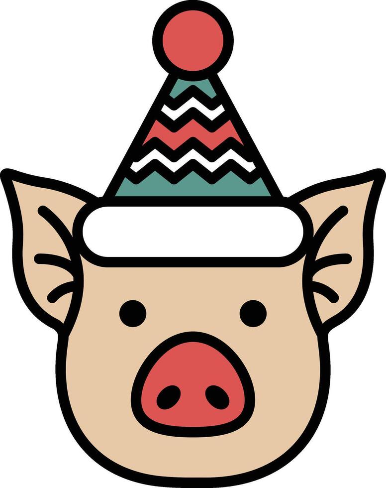 A pig wearing a hat and a red and green striped cap vector