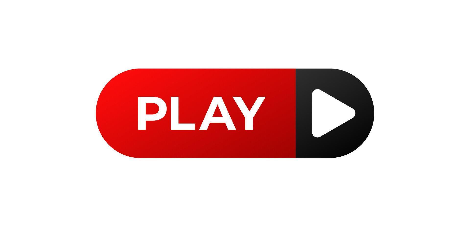 Play button banner icon. Red play button. vector