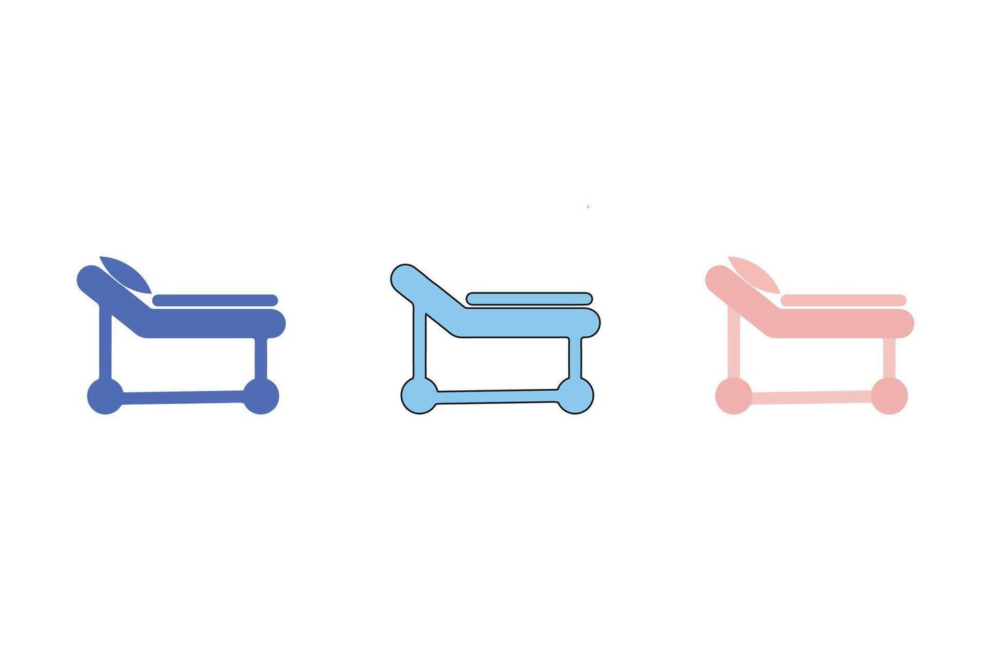 Hospital cot set. Duotone style line stroke and bold and illustration. Containing hospitalbed, bed, sleep, doublebed, bunkbed, resttime, cot. vector