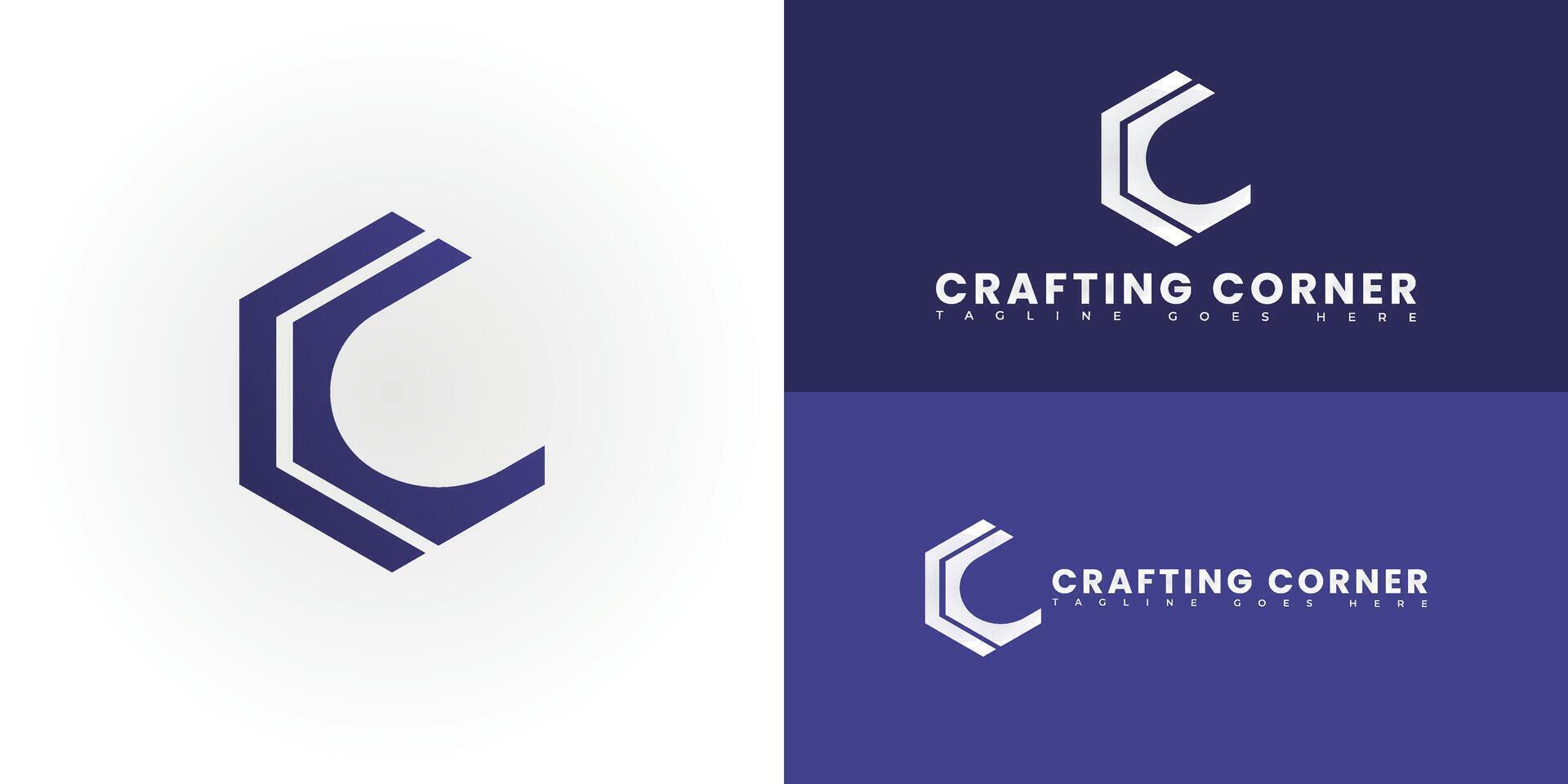 Modern initial hexagon letter C or CC logo in purple color isolated on multiple background colors. The logo is suitable for creative business podcast logo design inspiration templates. vector