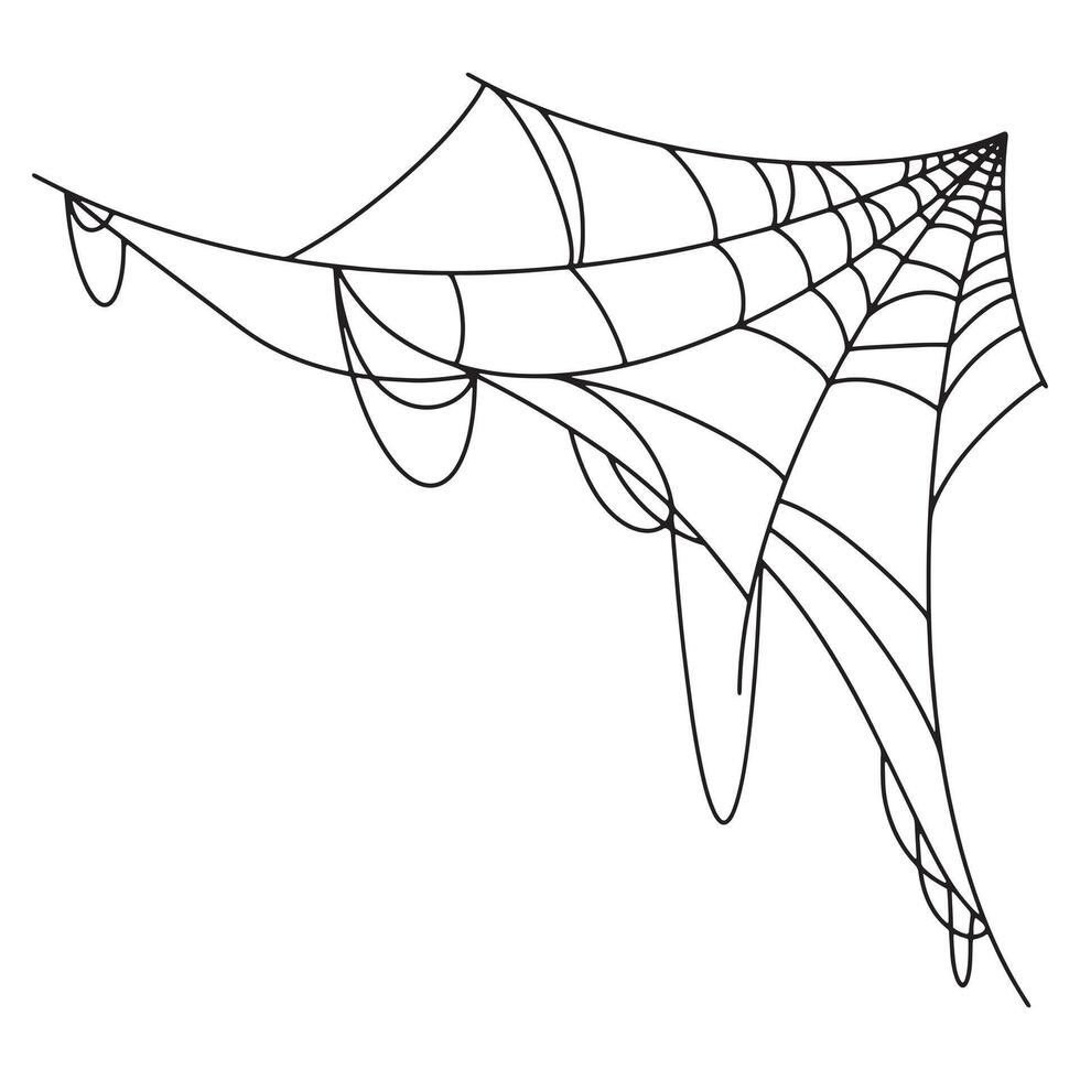 spider web for Halloween. Halloween cobweb, frames and borders, scary elements for decoration. Hand drawn spider web or cobweb with hanging spider. vector