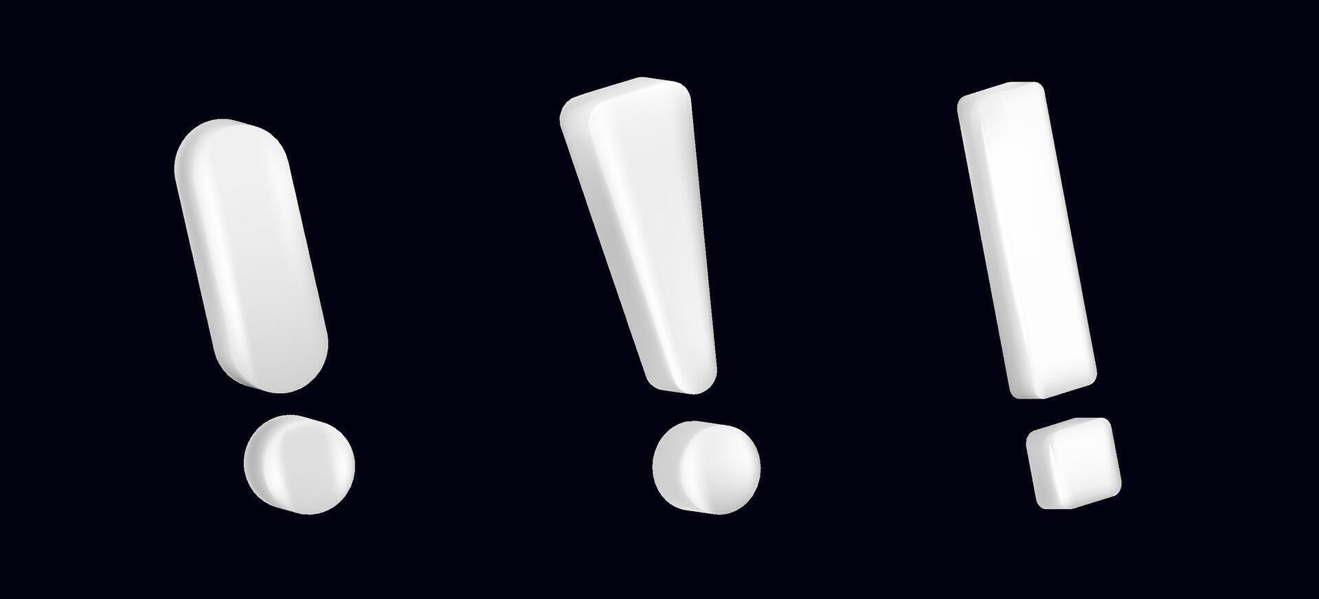 White warning exclamation mark. Icon of hazard. White alert signal symbol. vector