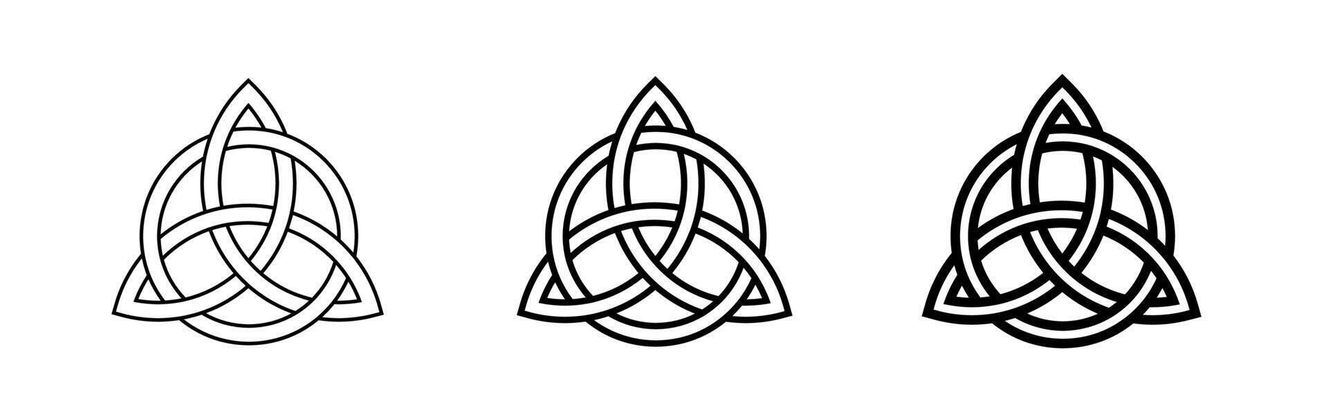 Viking black triquetra. Endless celtic knot. Pagan religious symbol. vector