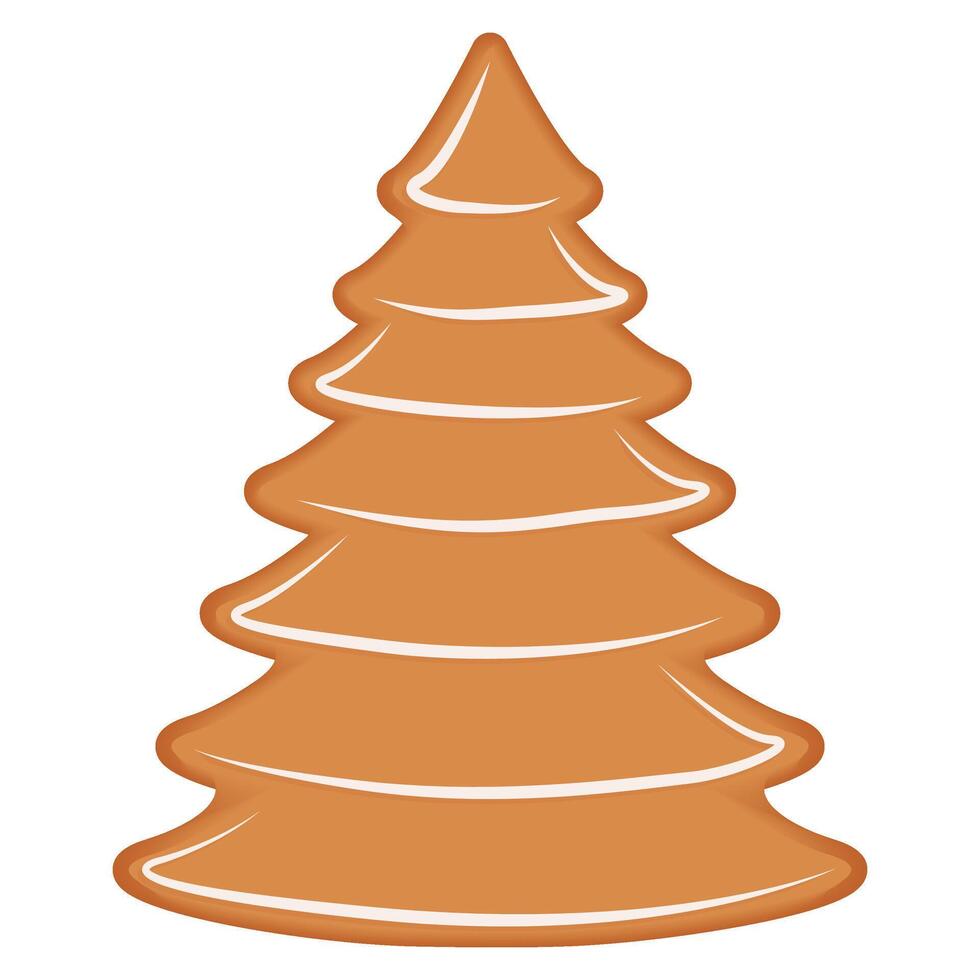 Christmas gingerbread in the shape of a fir tree for decorating winter gingerbread illustrations vector