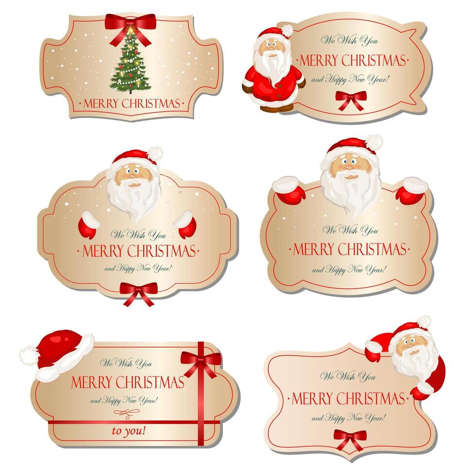 Christmas and New Year set with cute Santa's. Great element for your decoration vector