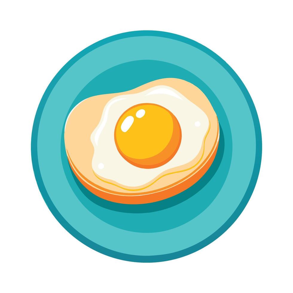 egg fry on a plate vector