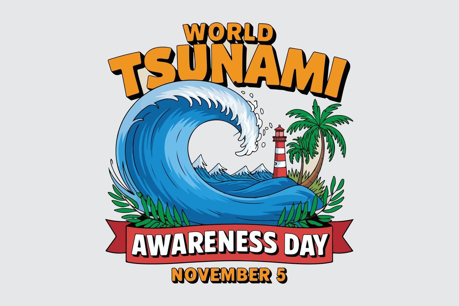 World Tsunami Awareness Day illustration vector