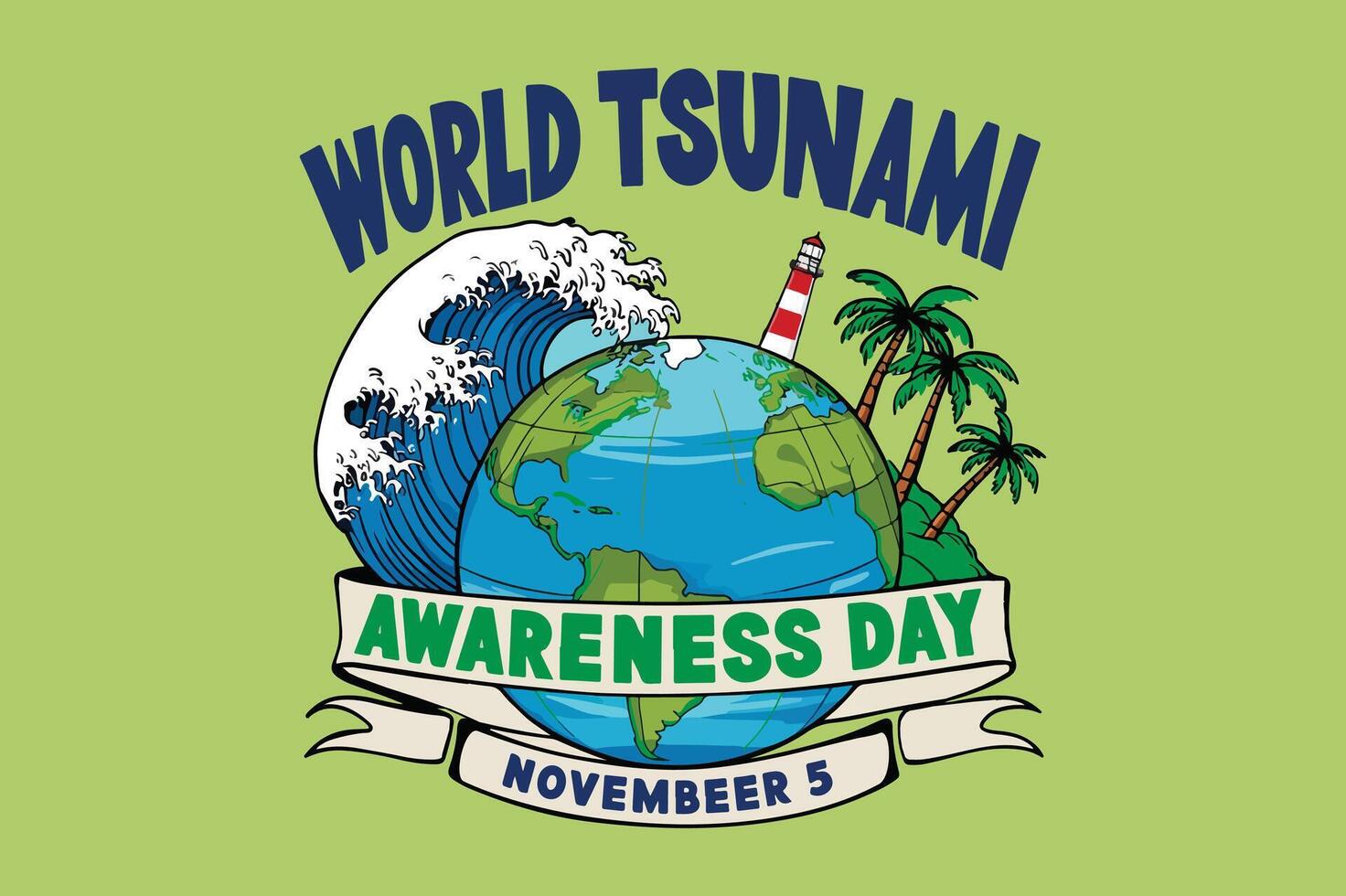 World Tsunami Awareness Day art vector