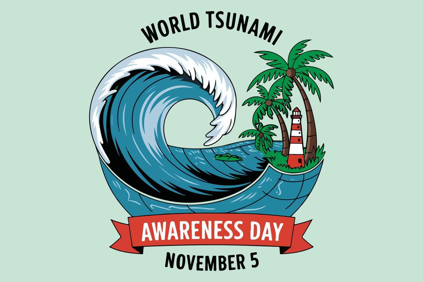 World Tsunami Awareness Day illustration art vector