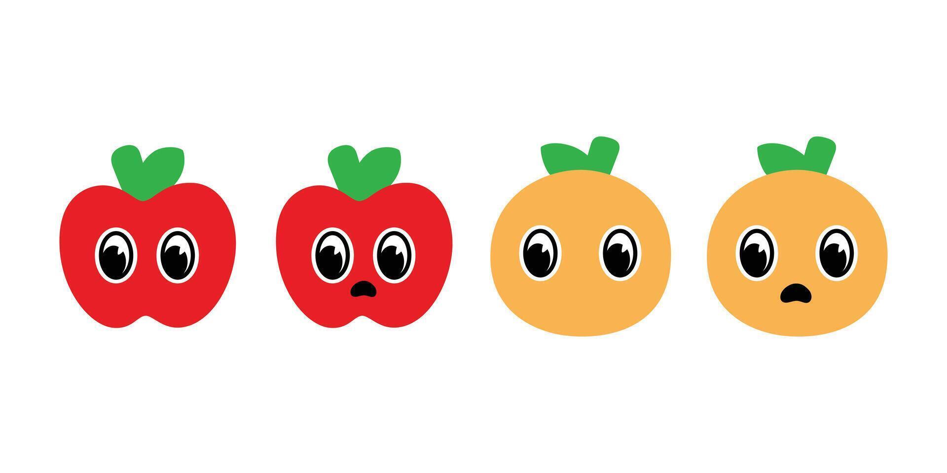 apple orange eye fruit cartoon character icon logo symbol isolated doodle illustration design vector