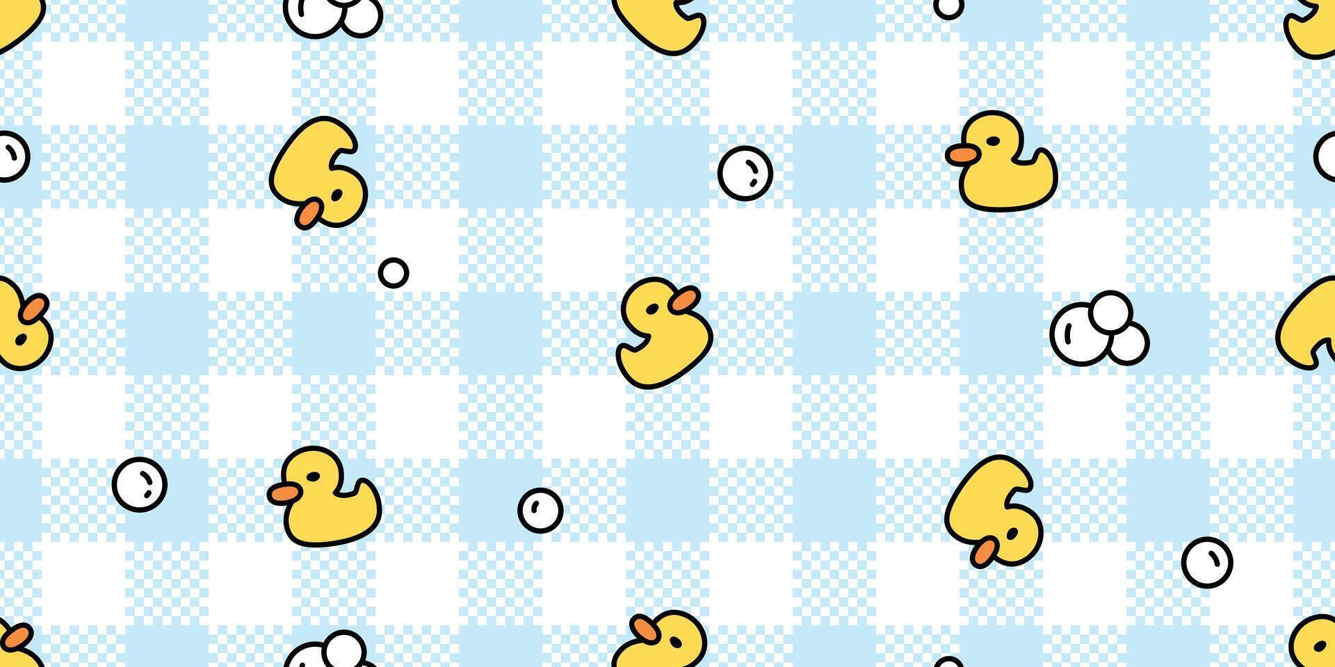 duck seamless pattern tartan plaid checked rubber duck soap bubble chicken bird cartoon pet wrapping paper scarf isolated doodle animal farm tile wallpaper repeat background illustration design vector