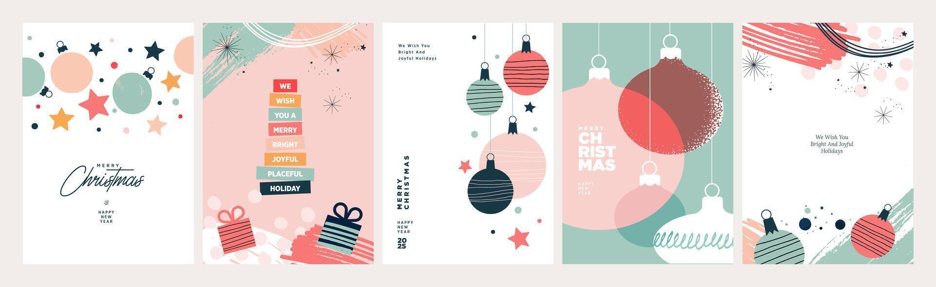 Merry Christmas and Happy New Year Greeting Cards. illustration concepts for background, greeting card, party invitation card, website banner, social media banner, marketing material. vector