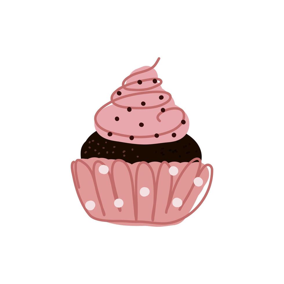 Delicious Cupcake with Pink Frosting and Sprinkles vector