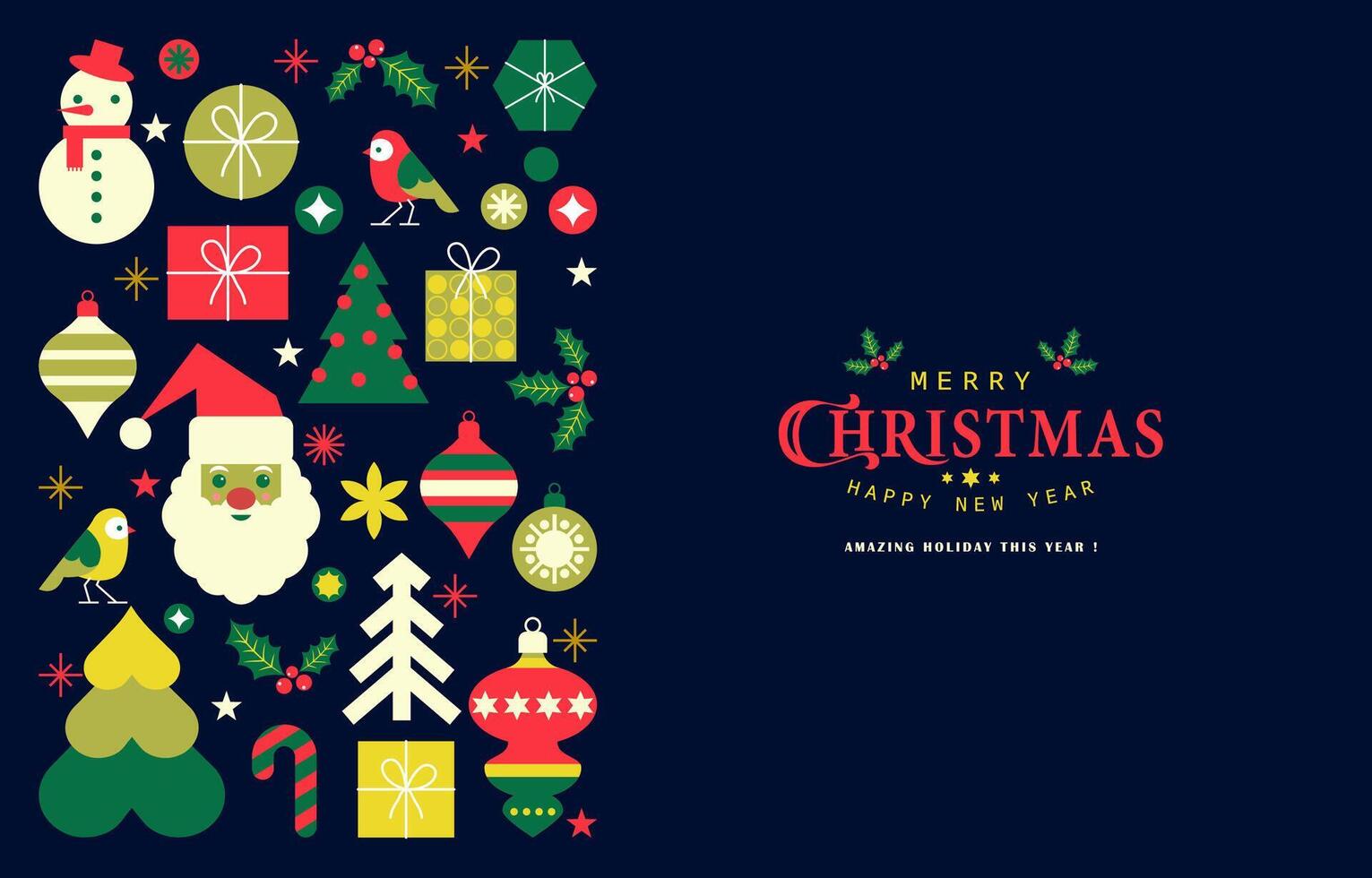 Merry Christmas and Happy New Year Background with colorful geometrical style vector
