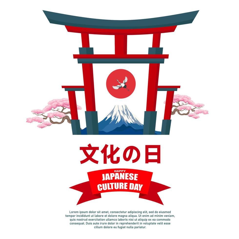 happy japanese culture illustration with japanese culture element concept vector