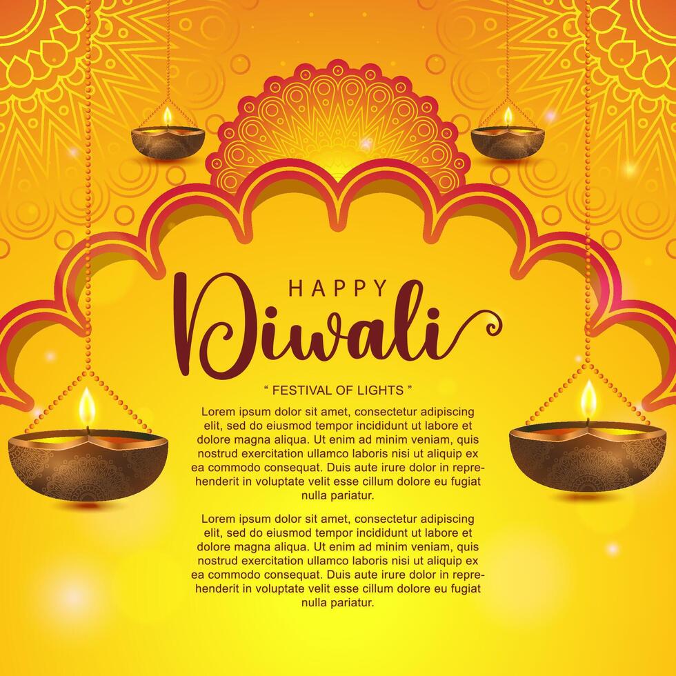 Happy Diwali festival of lights background with candle decoration vector