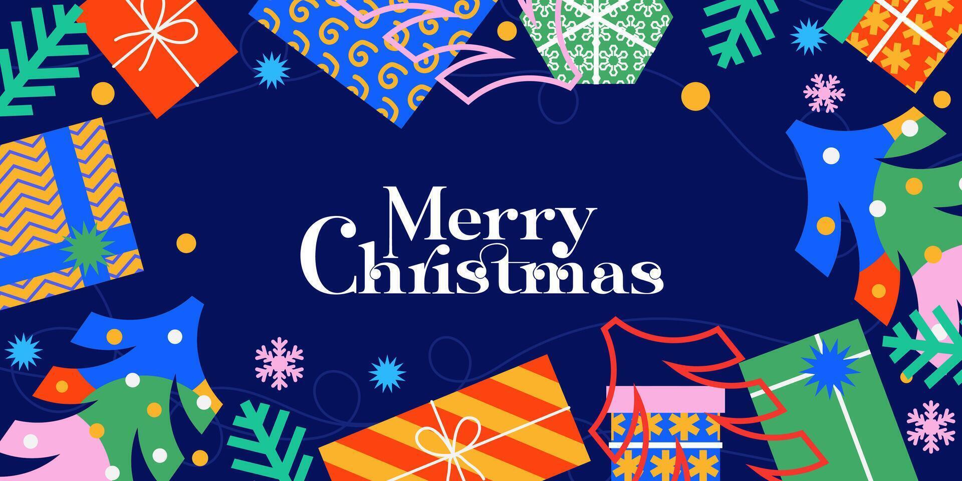 Merry Christmas Background in modern minimalist geometric style vector