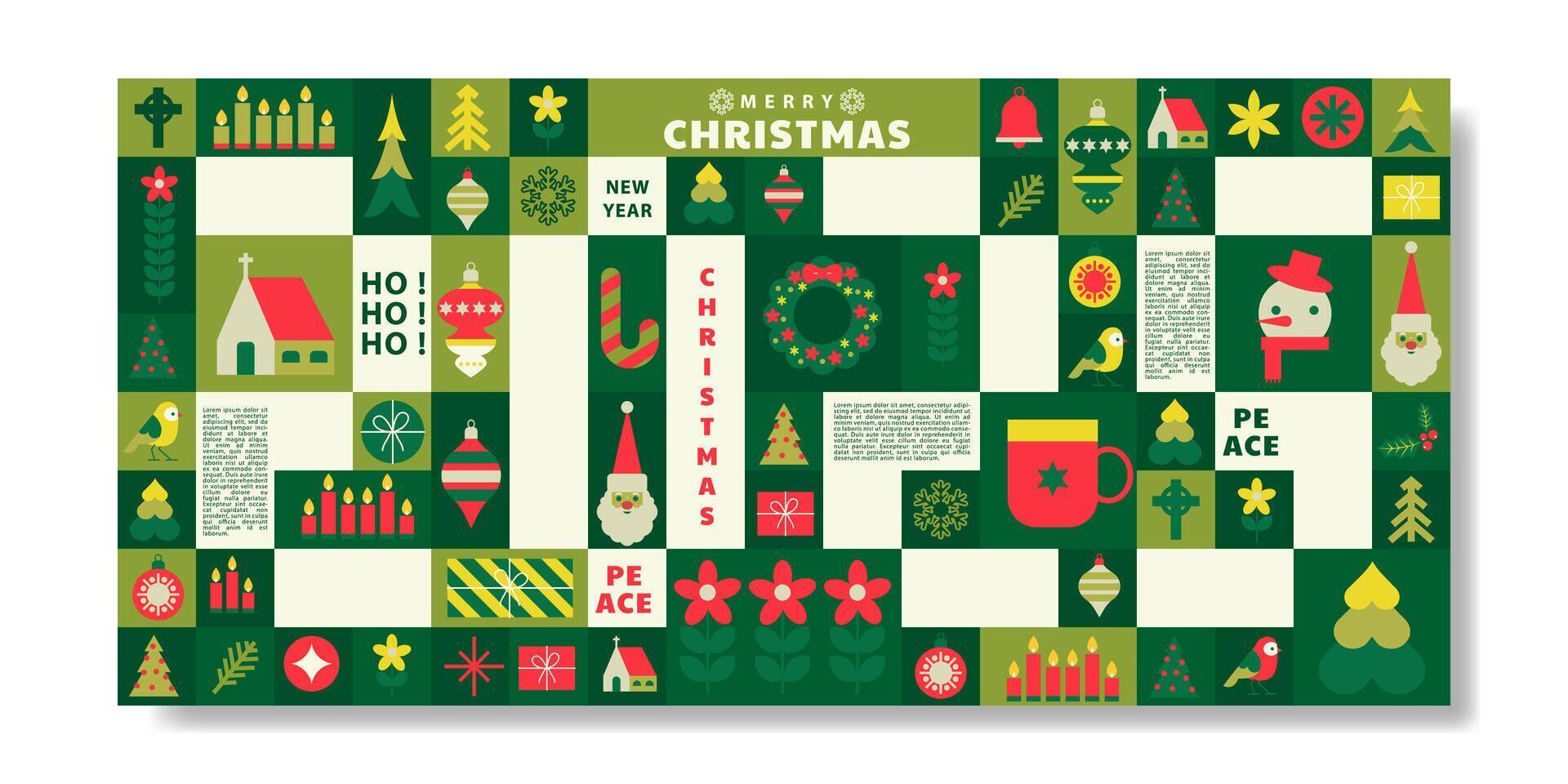 Merry Christmas and Happy New Year Background in modern minimalist geometric style vector